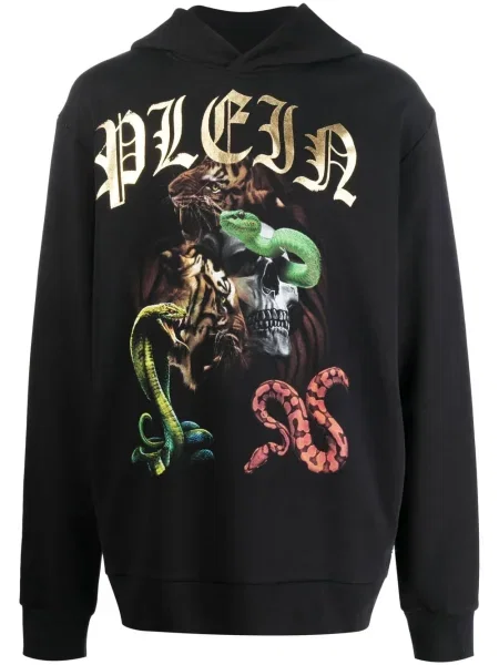 Hanorac cu glugă Philipp Plein cu imagine negru