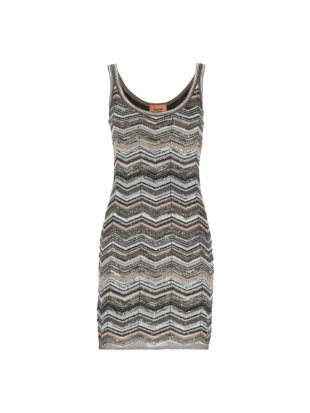 Sukienka mini Missoni z cekinami w jodełkę