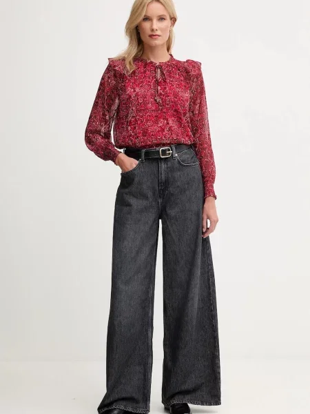 Блузка Pepe Jeans візерунок бордовий