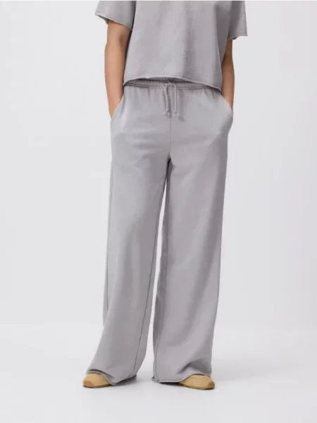 Reserved Штани з бавовною темно-сірий сірі