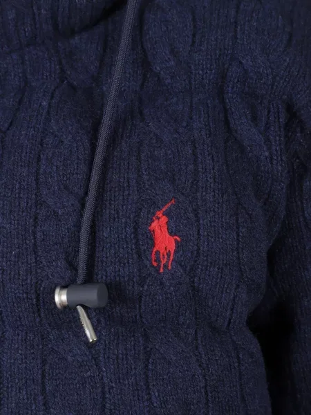 Pletená kostkovaná košile Polo Ralph Lauren s kapucí hnědá