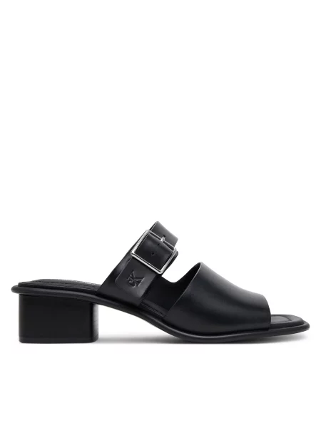 Calvin Klein Jeans Natikače Heel Square Mg Buckle Lth crna