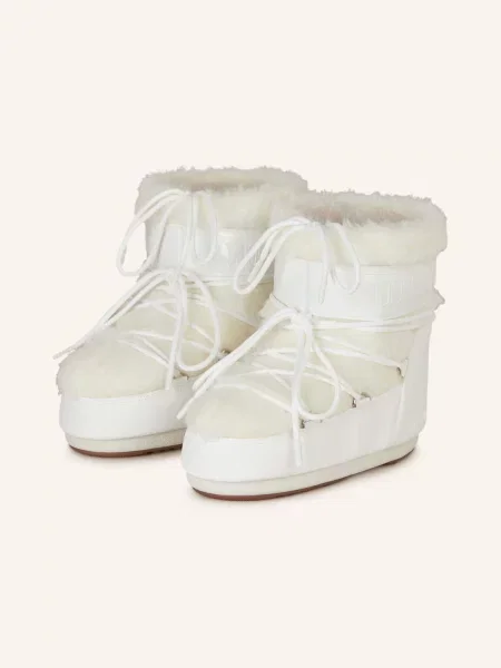 Moon Boot Botki Moon Icon Low Faux Fur weiss białe