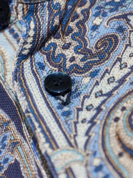 Polo Etro cu model paisley albastru