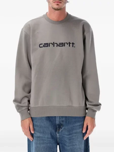 Pulover Carhartt Wip cu broderie gri