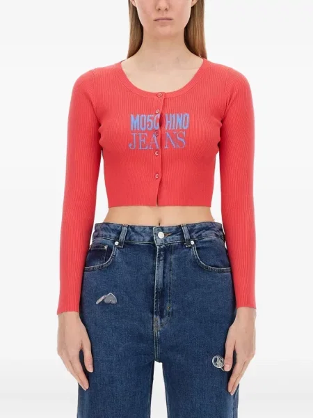 Sweter Moschino Jeans prążkowany czerwony