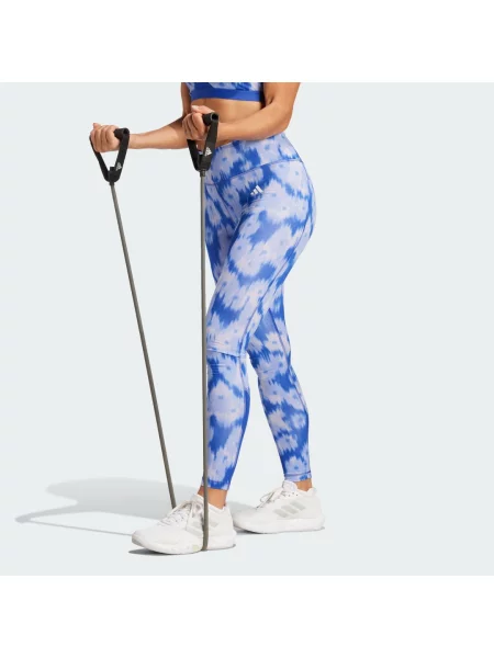 Legginsy Optime Essentials Allover Print Flower Tie-Dye niebieskie