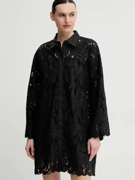 ISABELLE BLANCHE rochie din mini evazati negru