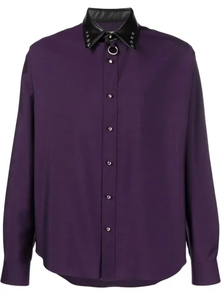 Gulerat cămașă Roberto Cavalli din piele violet