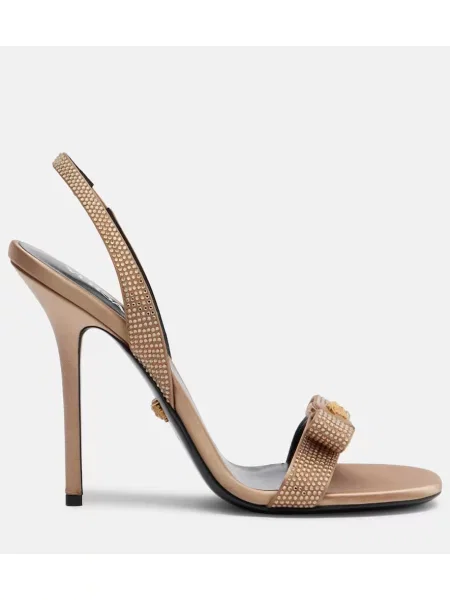 Sandale Versace din satin bej
