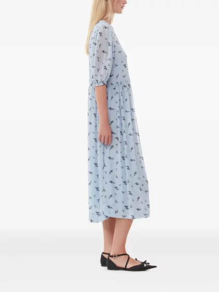 Rochie Ganni cu model floral de costum albastru