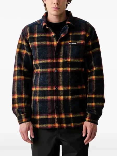 Geacă Columbia din fleece în carouri albastru