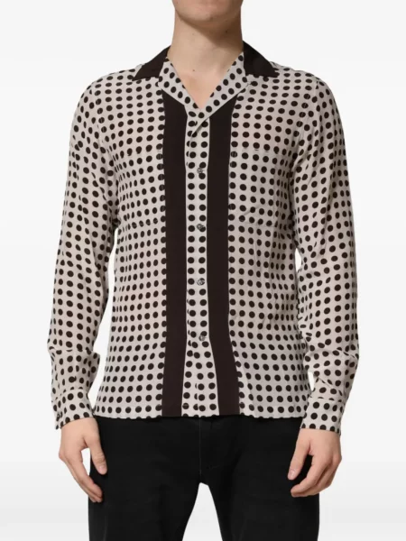 Cămașă Dolce & Gabbana de mătase cu buline alb