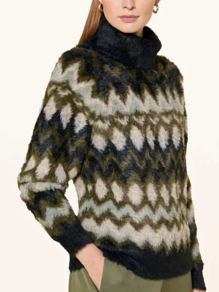 Oui Svetr / krémová / olivová černá