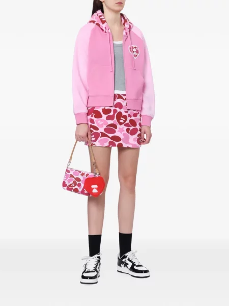 Суичър с качулка Apee™ By *a Bathing Ape® с принт със сърца розово