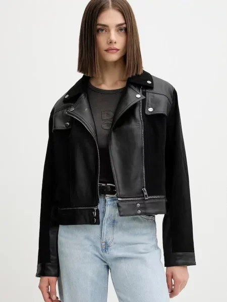 Desigual Geacă din imitație de piele Motor negru