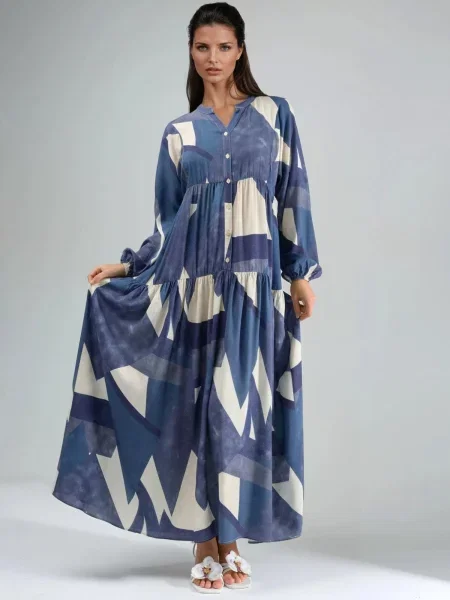 Hiccup Košilové šaty marine modrá / kouřově modrá bílá