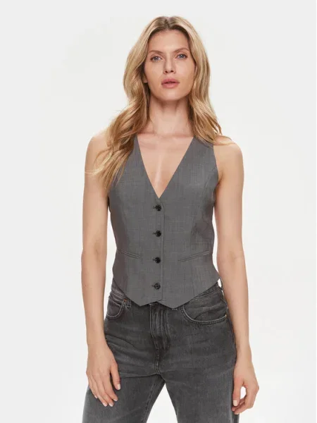 Вълнен елек BOSS с едно копче сиво