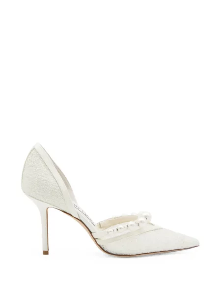 Pantofi cu toc Jimmy Choo cu perle alb