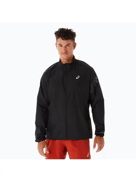Kurtka do biegania ASICS Icon performance black / stadium orange czarna