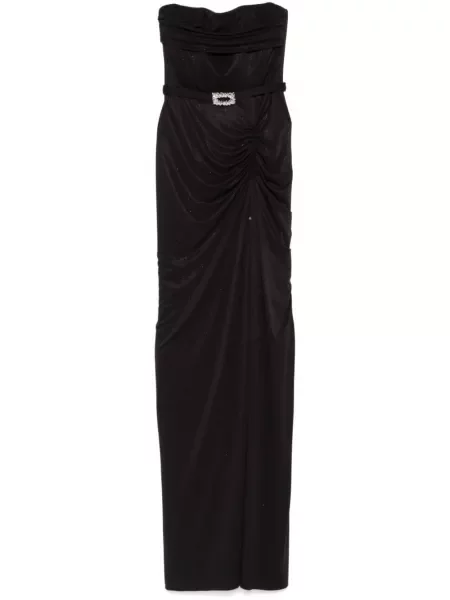 Sukienka maxi Nissa bez rękawów z gorsetem garniturowa czarna