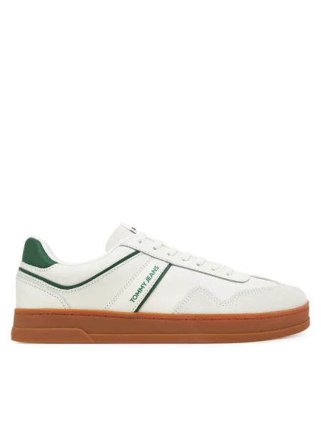Tommy Hilfiger Buty Mężczyzna 41 EU Zamsz Sneakersy w stylu retro z kolorowym akcentem biały