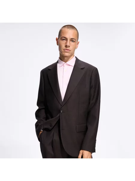 Reserved Vlněné sako slim fit pudrově hnědá