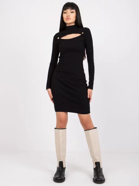 Rochie Fashionhunters cu imagine din fetru de costum negru