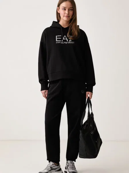 Emporio Armani melegítő szett női pamuttal fekete