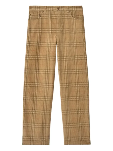 Pantaloni Burberry de catifea cord în carouri