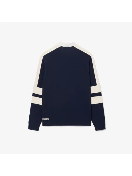Lacoste Koszulka Rugby Z Kołnierzykiem Polo Z Długim Rękawem Z Blokadą Koloru Classic Fit granatowa