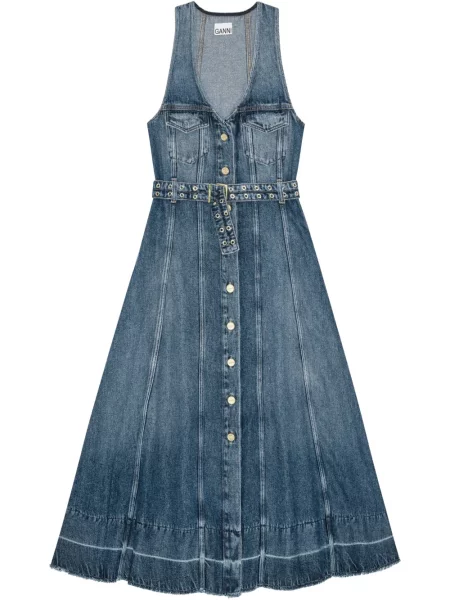 Rochie din denim Ganni de costum albastru