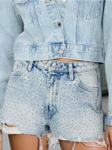 Джинсові шорти high waist синій