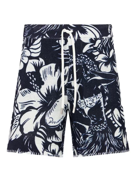 Pantaloni scurți Dsquared2 cu model floral albastru