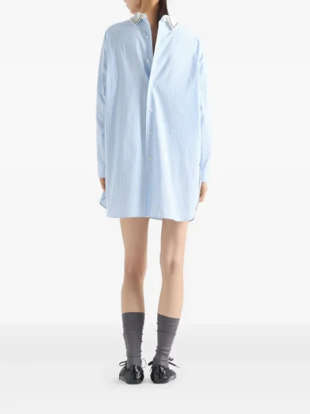 Bluză Prada cu broderie cu dungi albastru