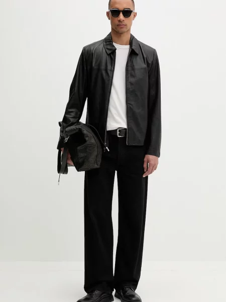 Calvin Klein jachetă bărbătească din piele negru