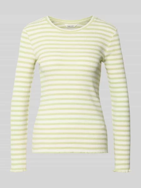 Bluzka z długim rękawem o kroju slim fit z mieszanki bawełny ekologicznej model ‘ANNA’ Selected Femme