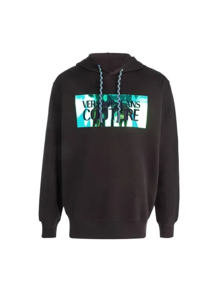 Bluza z kapturem Versace Jeans Couture z kapturem z logo czarna