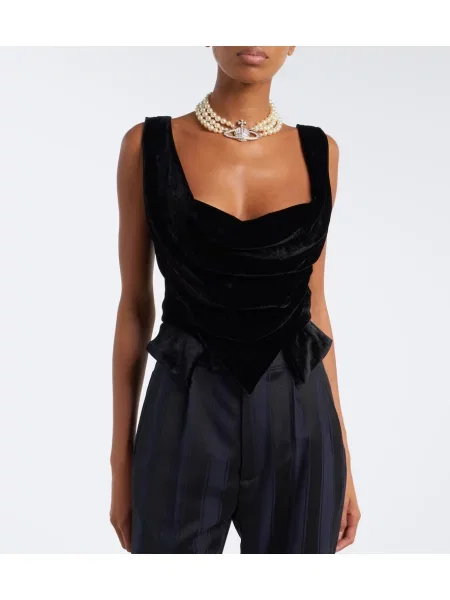 Top Vivienne Westwood de catifea drapat negru