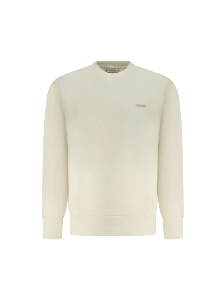 Bluza nierozpinana Calvin Klein Jeans z okrągłym dekoltem elegancka beżowa