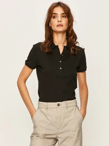 Lacoste tricou femei cu guler negru