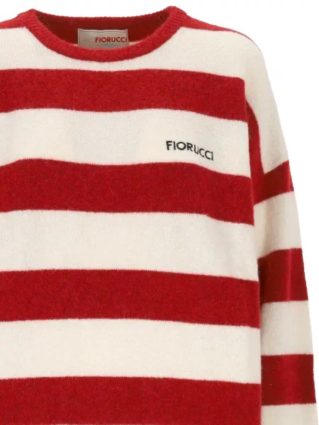 Pulover Fiorucci cu dungi cu decolteu rotund alb