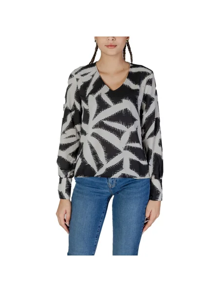 Bluză Jacqueline De Yong cu decolteu în V negru