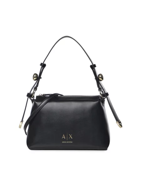 Lniana torebka Armani Exchange czarna