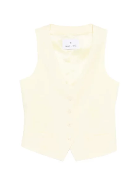 Vestă cu nasturi Manuel Ritz cu decolteu în V galben