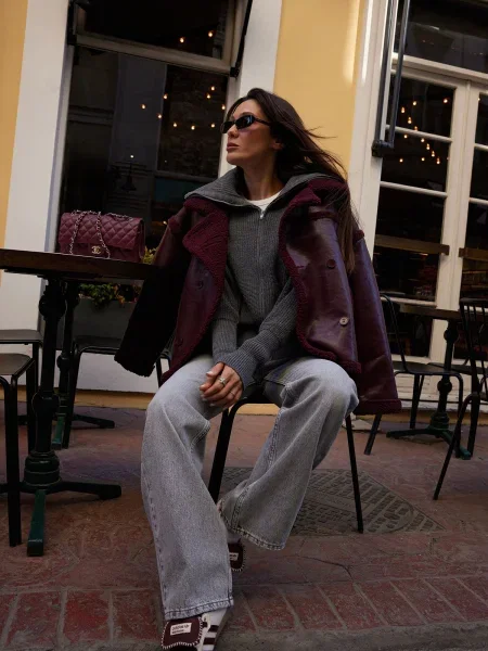 Geanta de piele Trendyol bordo