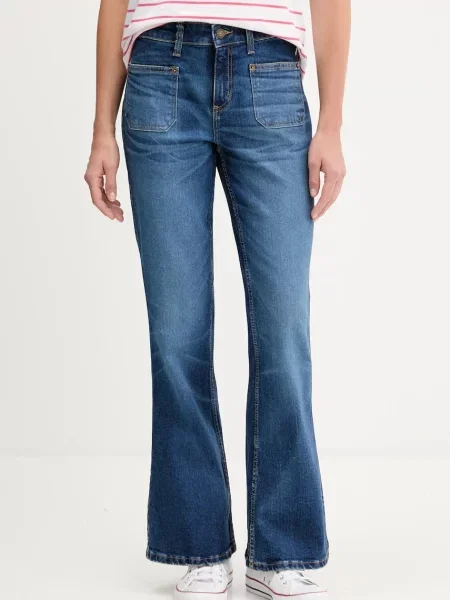Дънки Guess Jeans с висока талия тъмносиньо