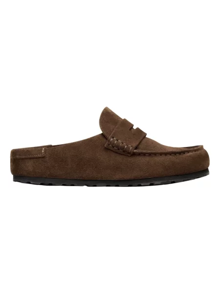 Klapki Birkenstock zamszowe brązowe