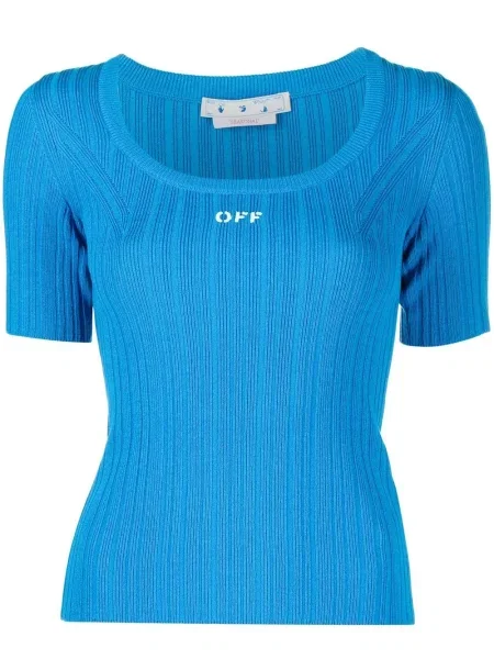 Top Off-white cu imagine alb