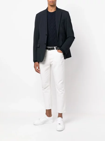 Megztas megztinis Ralph Lauren Purple Label apvaliu kaklu mėlyna